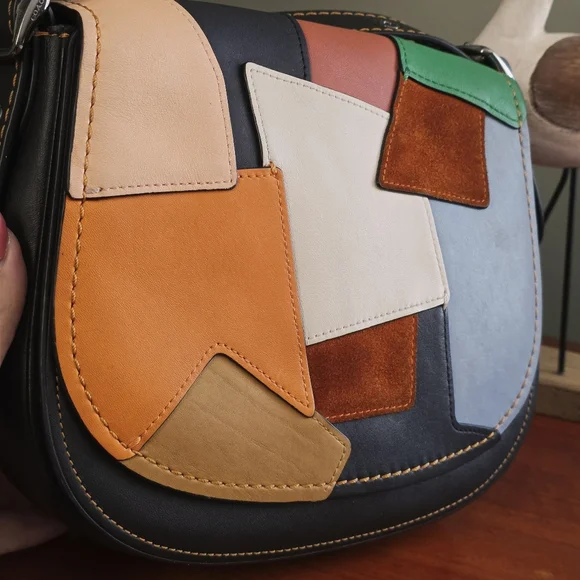 Coach 38482 1941 Saddle 23 Crossbody Patchwork Black Suede Leather Bag - Picture 3 of 16